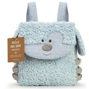 NWT DEMDACO Kids Buckle & Snap Puppy Backpack Blue Plush Tactile Bag Adjustable